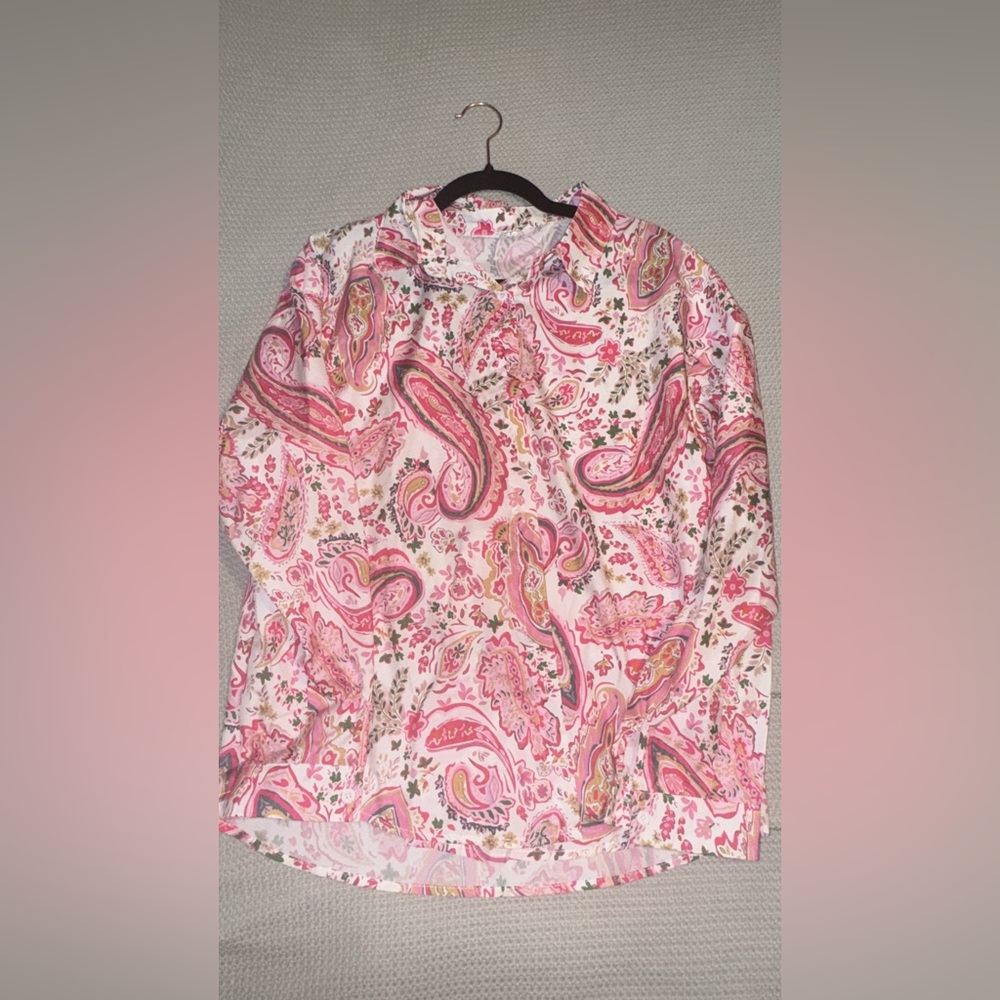 Pink Paisley Long Sleeve Blouse
